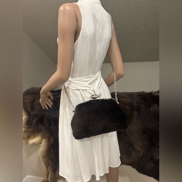 Real Shearling Leather Handmade Push Lock Frame Shoulder Bag, Crossbody - Picture 11 of 15